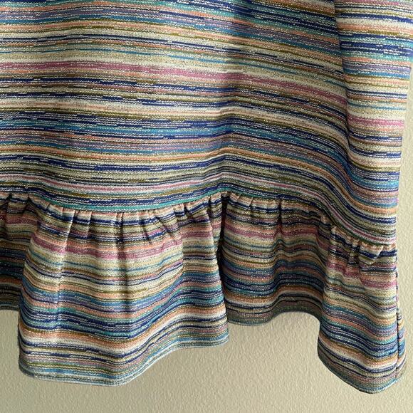 Amanda Uprichard Amy Top Glitter Striped Peplum Blouse Size Small - Picture 4 of 9
